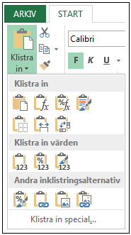 Inklistringsalternativ