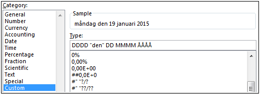 Exempel på datumkoder
