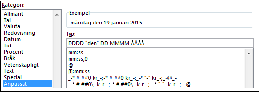 Exempel på datumkoder
