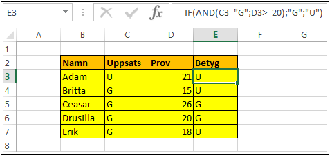 Logisk operator (Funktion_Om03.xlsx)